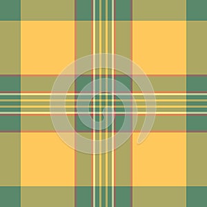 Oilcloth vector check seamless, bed fabric tartan pattern. Path background plaid textile texture in yellow and orange colors photo