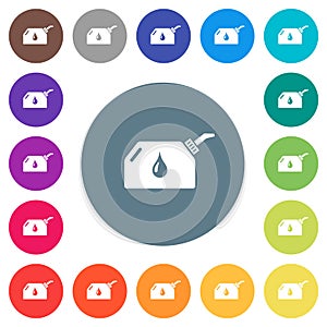 Oiler flat white icons on round color backgrounds