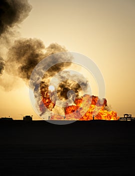 Oilfield Blowdown Flare at a desert location
