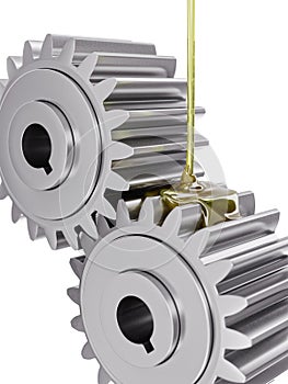 Oiling Gears Closeup 3d Illustration