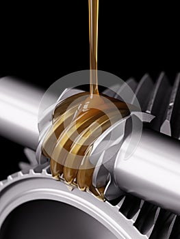 Oiling Worm Gear Closeup 3d Illustration