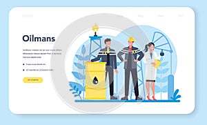Oilman and petroleum industry web banner or landing page