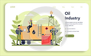 Oilman and petroleum industry web banner or landing page