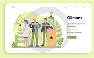 Oilman and petroleum industry web banner or landing page