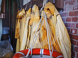 Oilskins in a rescue station