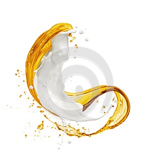 Oily and dairy splashes isolated on a white background