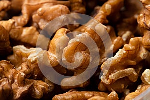 Oily foods. Nuts in close-up.