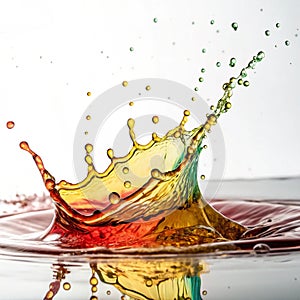 Oily liquid splashes isolated on white background
