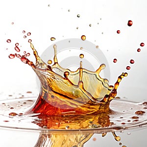 Oily liquid splashes isolated on white background