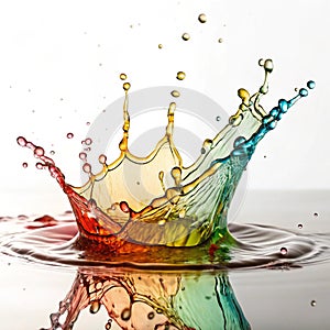 Oily liquid splashes isolated on white background