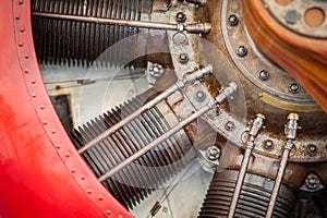 Oily vintage aircraft engine photo