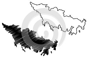 Oinousses island Hellenic Republic, Greece map vector illustration, scribble sketch Oinousses map