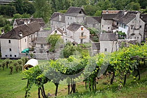 Oira, Ossola Valley, Italy. Traditional stone architecture.