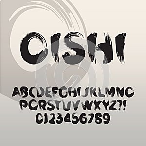 Oishi, Abstract Japanese Brush Font and Numbers