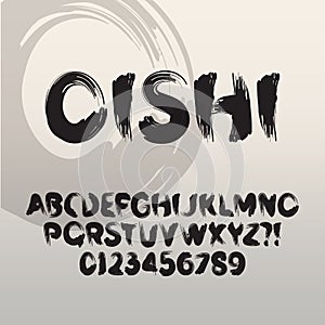 Oishi, Abstract Japanese Brush Font and Numbers photo