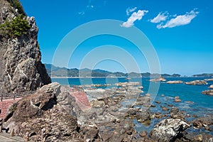 Ojaura Coast in Nachikatsuura, Wakayama, Japan. It is part of the Yoshino-Kumano National Park and