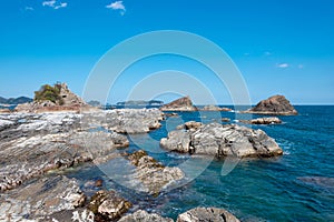 Ojaura Coast in Nachikatsuura, Wakayama, Japan. It is part of the Yoshino-Kumano National Park and