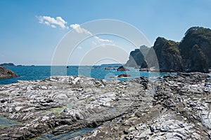 Ojaura Coast in Nachikatsuura, Wakayama, Japan. It is part of the Yoshino-Kumano National Park and