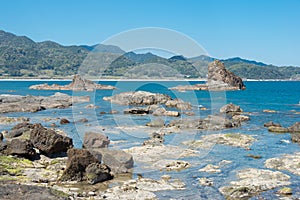 Ojaura Coast in Nachikatsuura, Wakayama, Japan. It is part of the Yoshino-Kumano National Park and