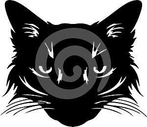 Ojos Azules Cat Black Silhouette Generative Ai
