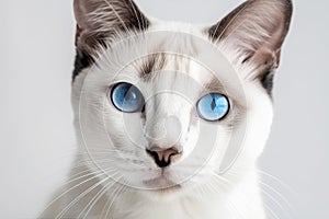 Ojos Azules Cat On White Background. Generative AI