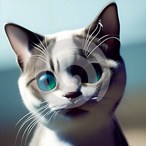 Ojoz azules cat 3D illustration