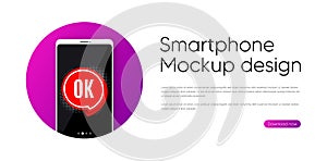 OK banner. Approved chat bubble sticker. Vector