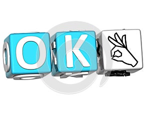 OK blue Sign on a White Background.