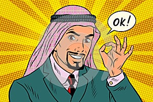 OK gesture Arab businessman