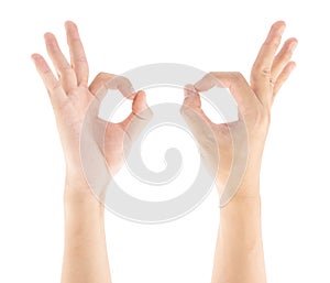 OK hand gesture, Isolated on white background, Clipping path Included.