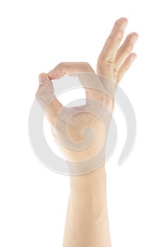 OK hand gesture, Isolated on white background, Clipping path Included.