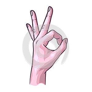 OK hand gesture vector illustration