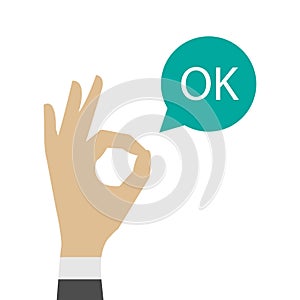 Ok hand icon. OK sign vector illustration photo