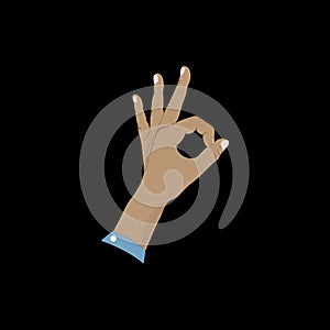 Ok hand sign. Realistic vector hand