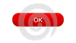 Ok web interface button red color, online program, internet site design