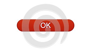 Ok web interface button wine red color, online program, internet site design