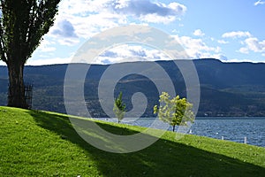 Okanagan Lake in city of Kelowna in British Columbia, Canada