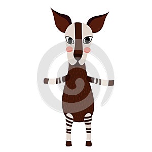 Okapi standing on two legs animal cartoon character vector illustration