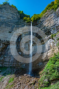 Okatse (Kinchkha) Big Waterfall near Kutaisi in Georgia