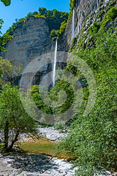 Okatse (Kinchkha) Big Waterfall near Kutaisi in Georgia