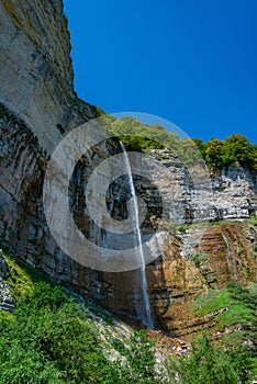 Okatse (Kinchkha) Big Waterfall near Kutaisi in Georgia