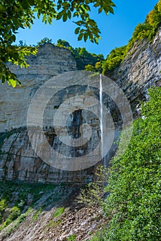 Okatse (Kinchkha) Big Waterfall near Kutaisi in Georgia