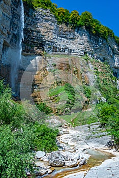 Okatse (Kinchkha) Big Waterfall near Kutaisi in Georgia