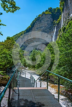 Okatse (Kinchkha) Big Waterfall near Kutaisi in Georgia