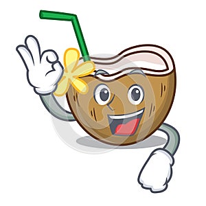 Okay cocktail coconut character cartoon
