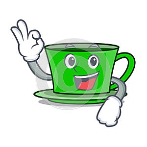 Okay green tea character cartoon