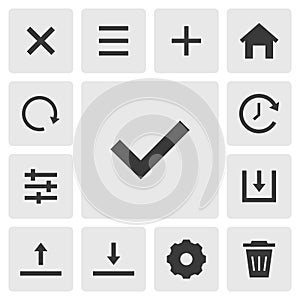 Okay icon vector design. Simple set of smartphone app icons silhouette, solid black icon. Phone application icons concept