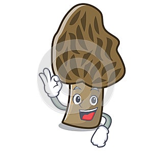 Okay morel mushroom character cartoon