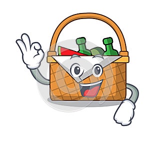 Okay picnic basket character cartoon