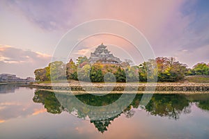 Okayama castle in autumn season in Okayama city, Japan